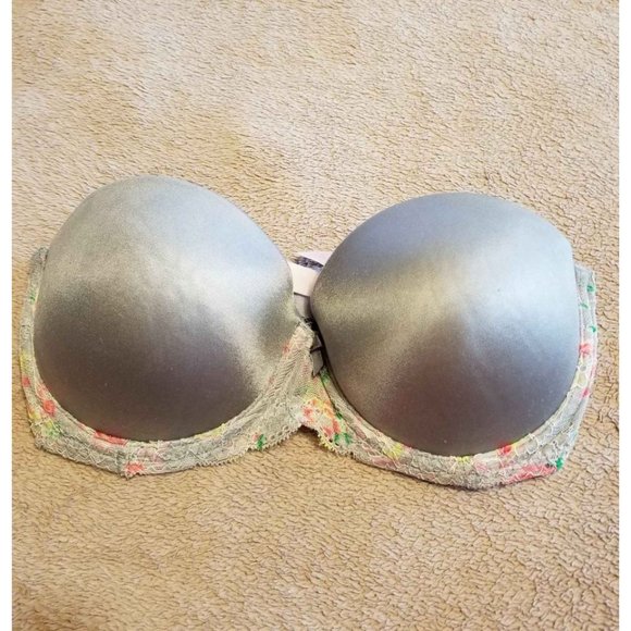 ⭐⭐SOLDFA⭐⭐PINK BY VS BRAPUSH-UP GRAY PINK 32D